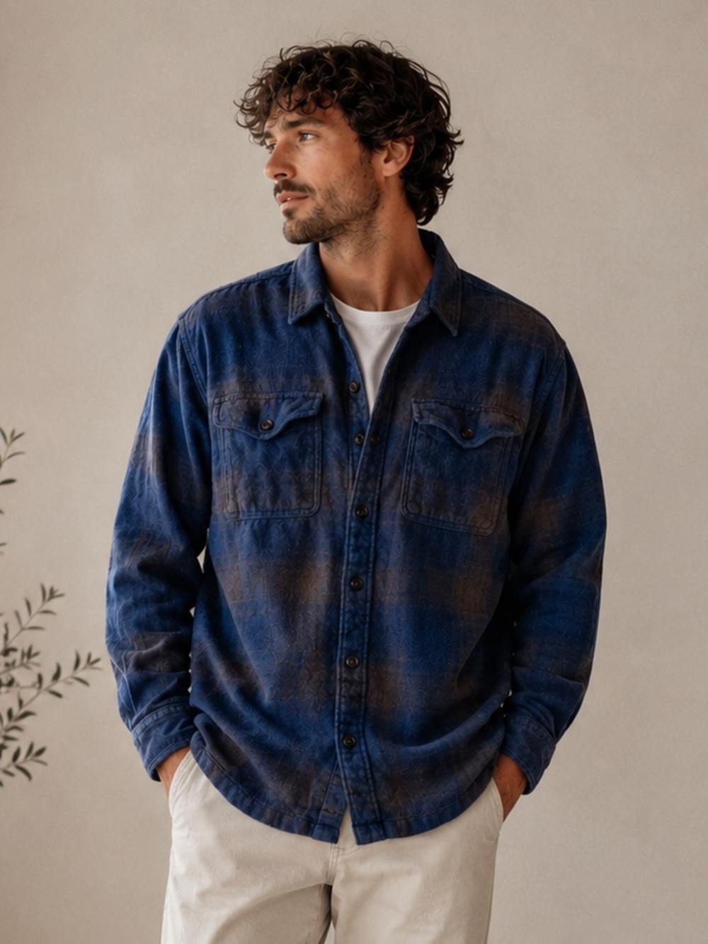 Men's Patagonia Heavyweight Flannel Shirt Jacket - Size Large - Blue Plaid